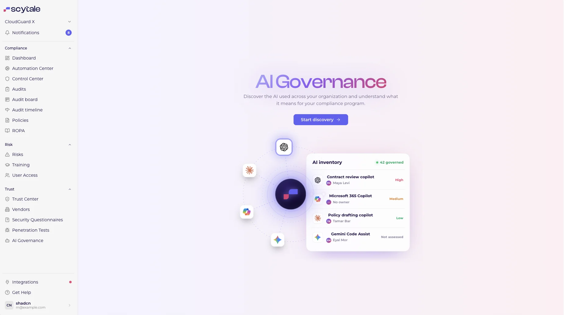 AI Governance start screen