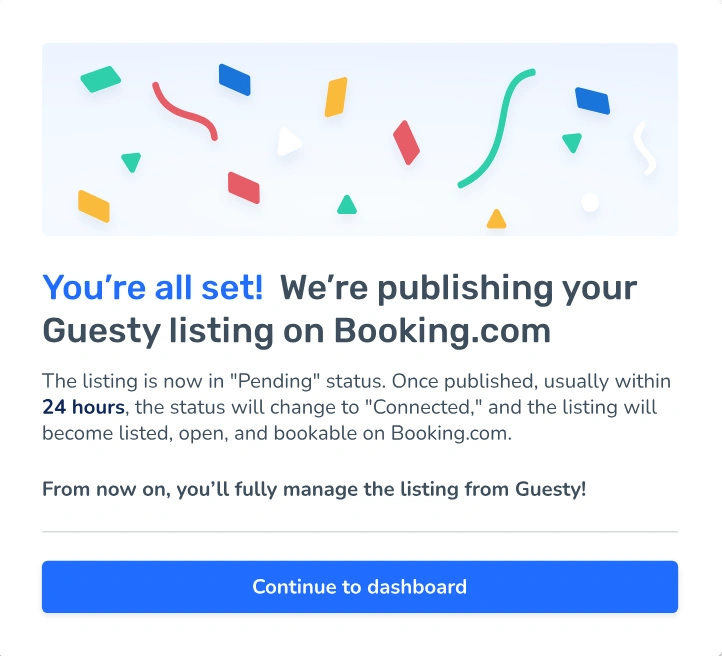 Success message after publishing